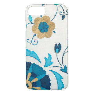 Gilded Indigo Flowers with White Background Case-Mate iPhone Case