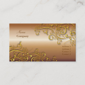 Gilded iron swirls/faux copper/gold business card