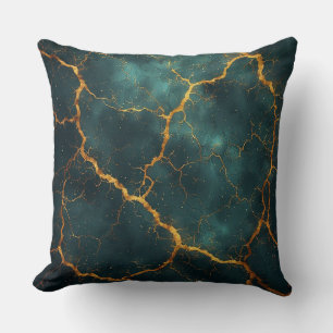 Gilded Kintsugi Abstract Luxury Resilience Design Throw Pillow