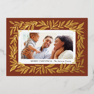 Gilded Leaves Instant Photo Frame Foil Holiday Card