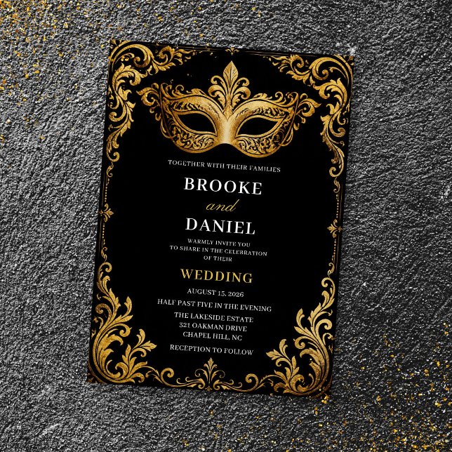 Gilded Masquerade Ornate Baroque Wedding Invitation (Creator Uploaded)
