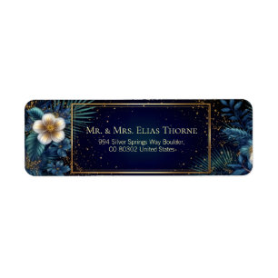 Gilded Midnight Navy Starry Botanical Address