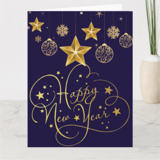 Gilded Midnight New Year’s Eve Card Luxury blue