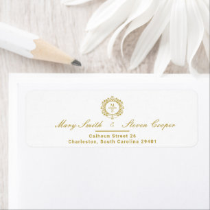 Gilded Monogram Wedding Return Address