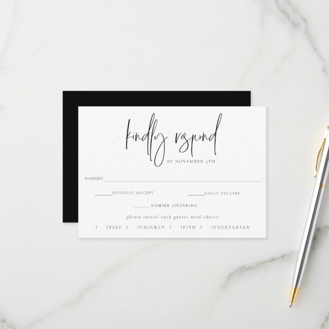 Gilded Moon Phase Wedding RSVP Meal Choice (Front/Back In Situ)