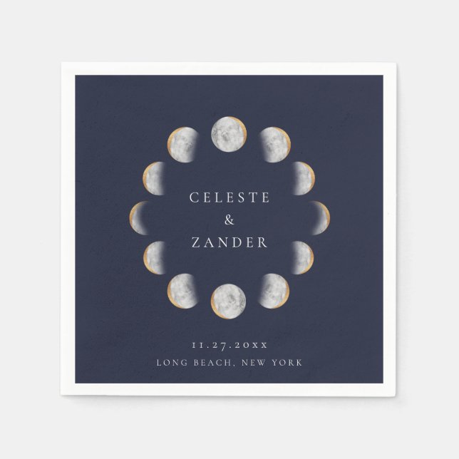 Gilded Moon Phases Napkin (Front)