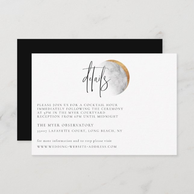 Gilded Moon Wedding Details Card (Front/Back)