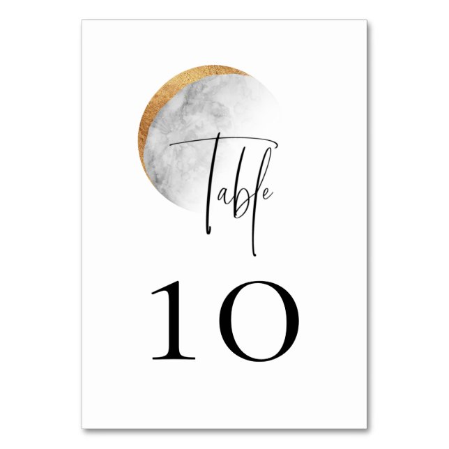 Gilded Moon Wedding Table Number (Front)