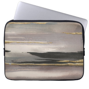 Gilded Morning Fog II Gold Abstract Print Laptop Sleeve