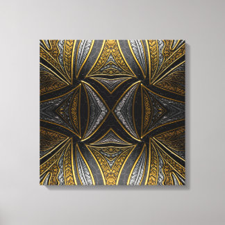 Gilded Mosaic Luxe – Black & Gold Tiled Metal Wall Canvas Print