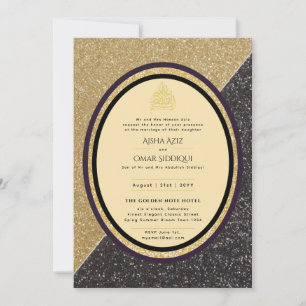 Gilded Nikah Wedding Invitation Chic Islamic Gold