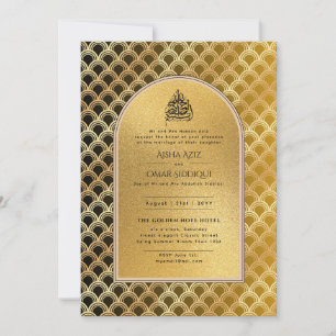 Gilded Nikah Wedding Invitation Chic Islamic Gold