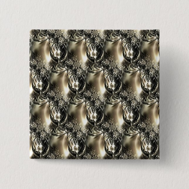 Gilded Pearls 2 Inch Square Button (Front)