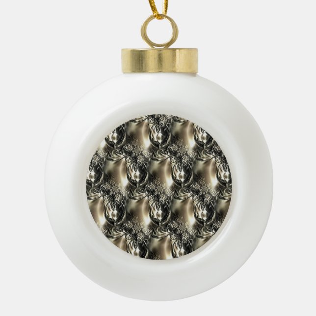 Gilded Pearls Ceramic Ball Christmas Ornament (Front)
