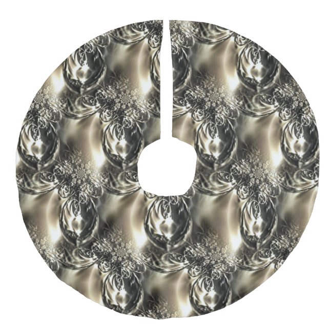 Gilded Pearls Faux Linen Tree Skirt (Front)