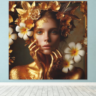 Gilded Pre-Raphaelite Woman 3 Canvas Print