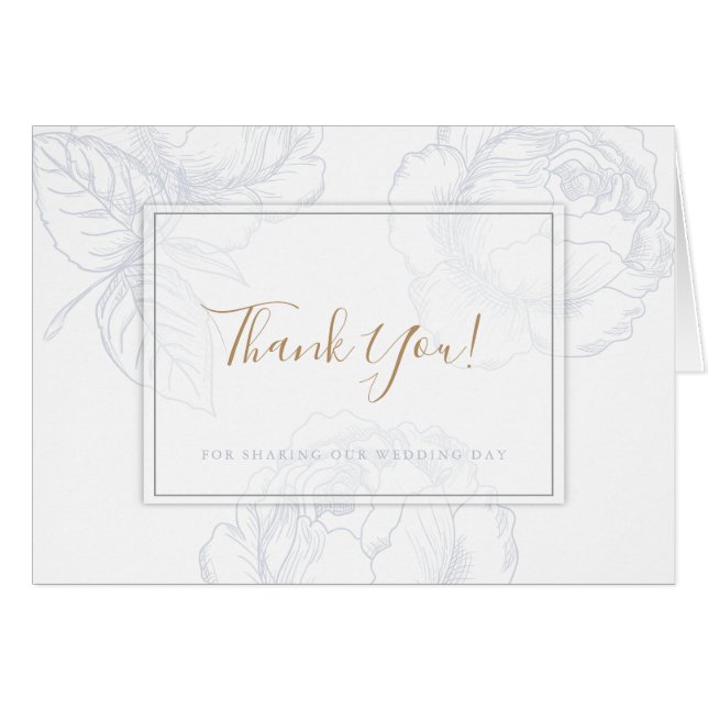 Gilded Rose Dusty Blue Watercolor Wedding (Front Horizontal)