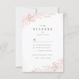 Gilded Rose gold botanical elegant wedding RSVP Card