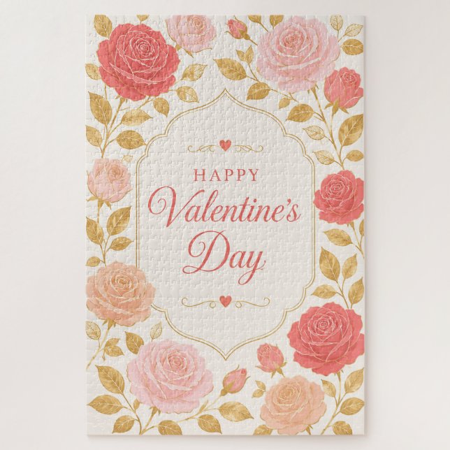 Gilded Rose Valentine Romance Jigsaw Puzzle (Vertical)