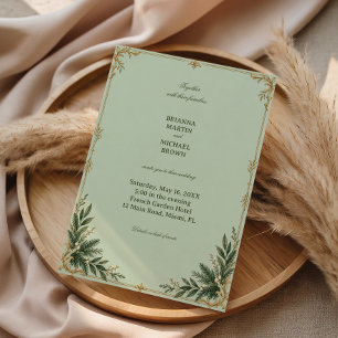 Gilded Scrolls Surround Sage Serenity Invitation