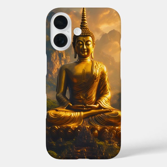 Gilded Seated Buddha Under a Sunset Sky Case-Mate iPhone Case (Back)