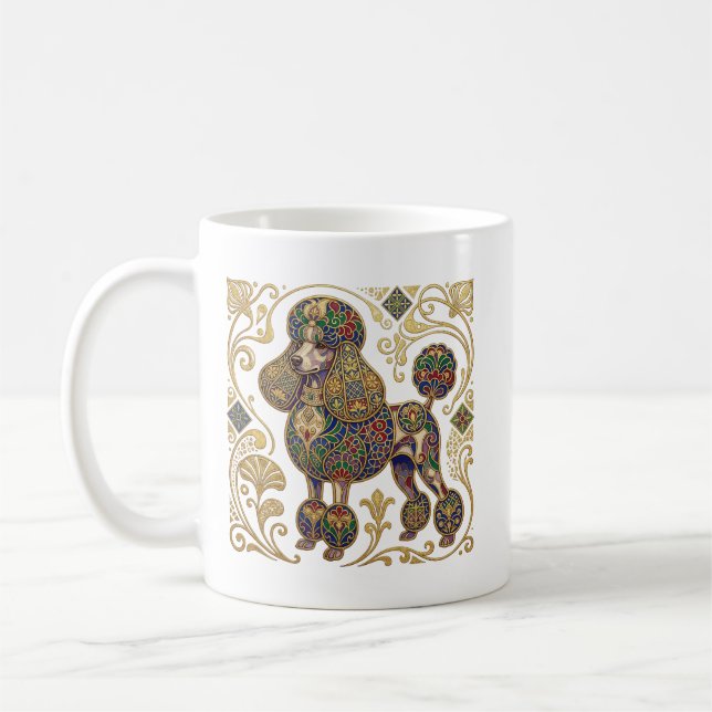 Gilded Splashes: Viennese Secession Poodle Coffee Mug (Left)