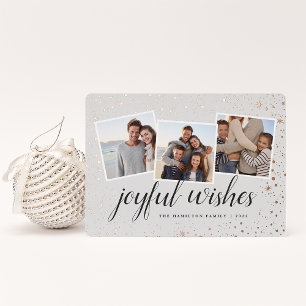 Gilded Stars Photo Collage Foil Holiday Card