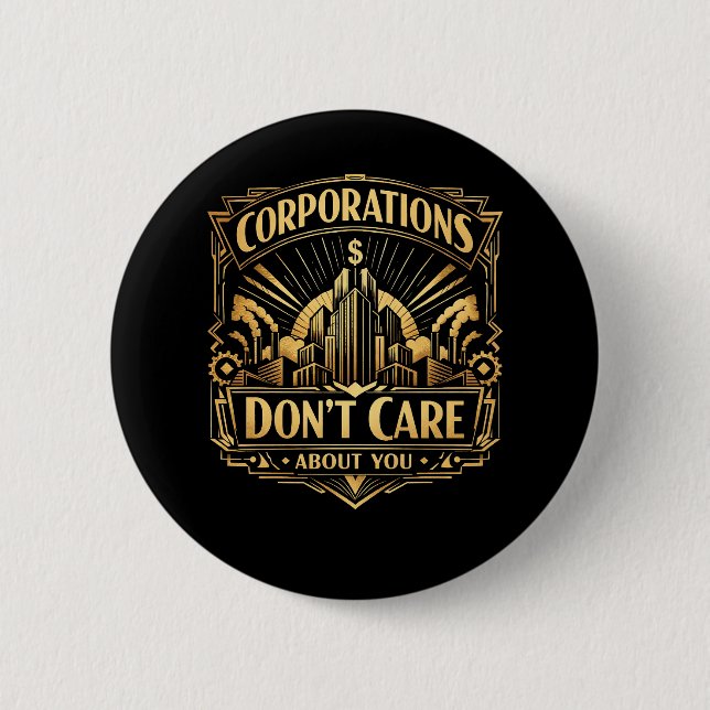 Gilded Towers of Greed 2 Inch Round Button (Front)