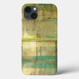 Gilded Turquoise and Green Abstract Painting iPhone 13 Case