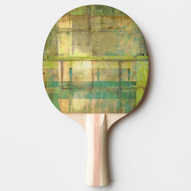 Gilded Turquoise and Green Abstract Painting Ping Pong Paddle (Front)