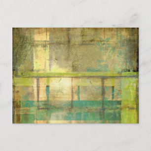 Gilded Turquoise and Green Abstract Painting Postcard