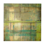 Gilded Turquoise and Green Abstract Painting Tile<br><div class="desc">An abstract painting by Jennifer Goldberger that utilizes shades of gilded turquoise and green to create a warm,  familiar feeling. A nice stroll through the woods during the spring or summer would yield some of these same colours. Bring the gift of nature to your home by purchasing this piece!</div>