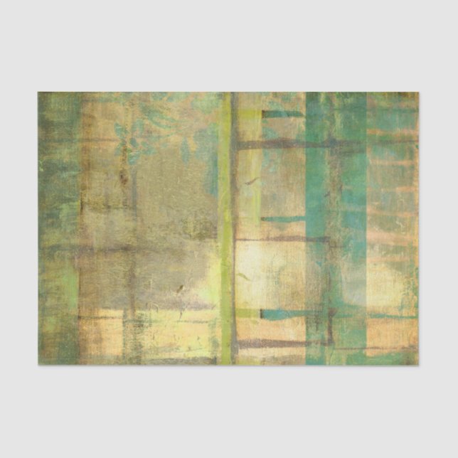 Gilded Turquoise and Green Abstract Painting Tissue Paper (Front)