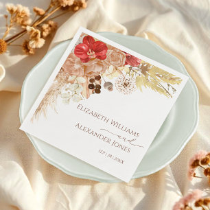Gilded Watercolor Boho Floral Wedding Napkins