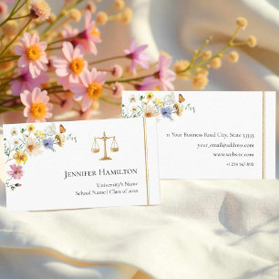 Gilded Wildflower Law School Graduation Name Card