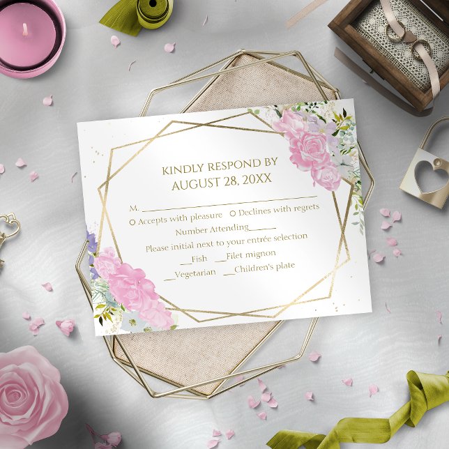 Gilded Wildflower Spring Wedding RSVP Cards (Creator Uploaded)
