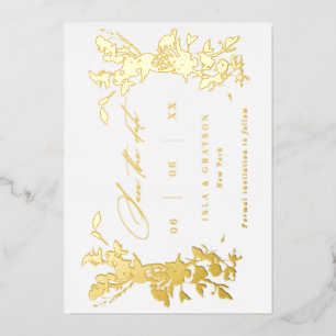 Gilded Wildflowers Wedding Save The Date Gold