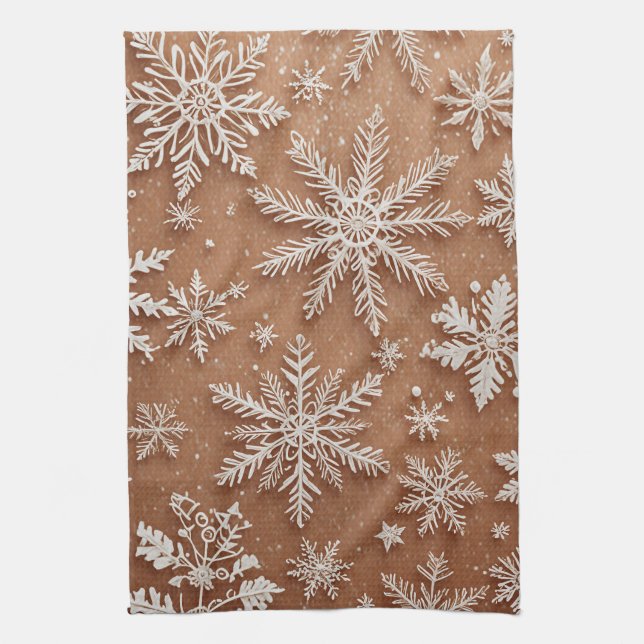 Gilded Winter Crystals Kitchen Towel (Vertical)