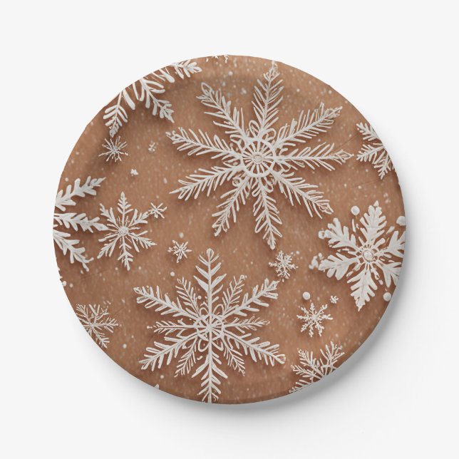 Gilded Winter Crystals Paper Plate (Front)