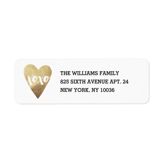 Gilded XOXO Address Label - White (Front)