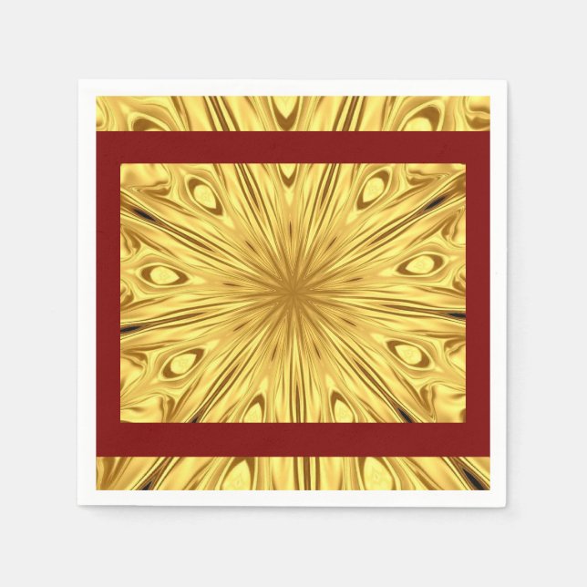Gilded Zenith Opulent Swirl Crimson Gold Luxury Ac Napkin (Front)