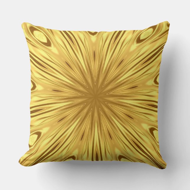 Gilded Zenith: Opulent Swirl Crimson | Gold Luxury Throw Pillow (Front)