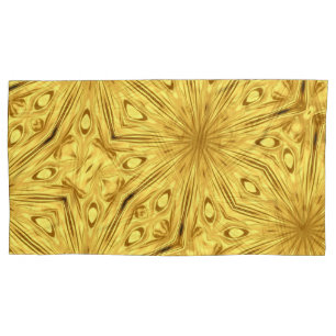 Gilded Zenith: Opulent Swirl Liquid Gold High Pillowcase