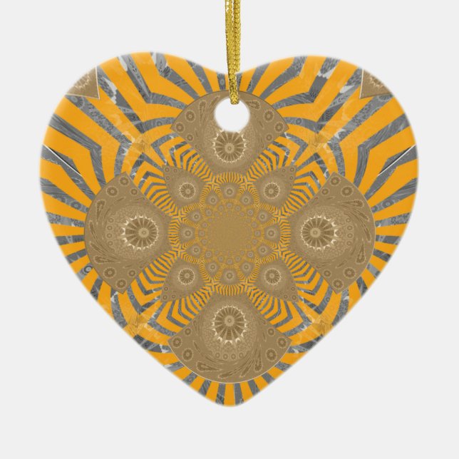 Gilded Zephyr: Elegance in Golden Yellow & Chrome Ceramic Ornament (Front)
