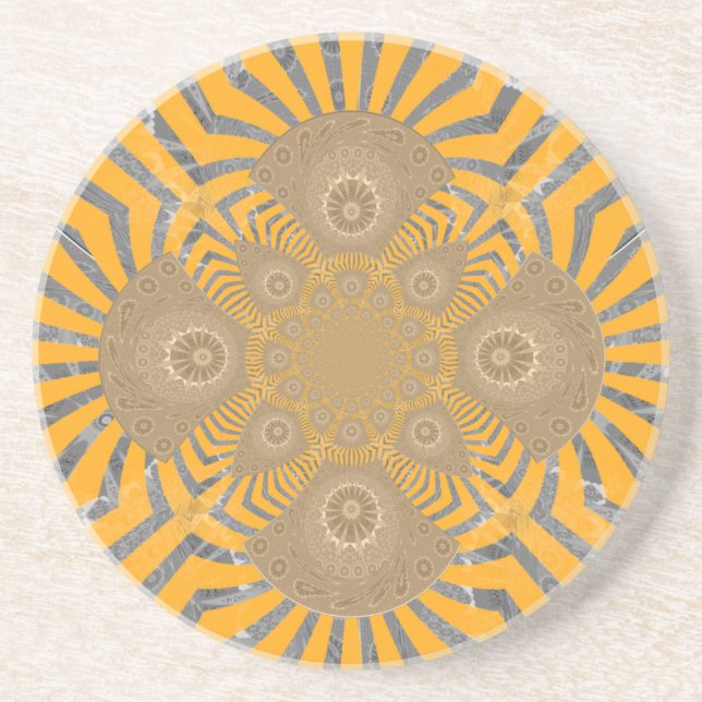 Gilded Zephyr: Elegance in Golden Yellow & Chrome Coaster (Front)