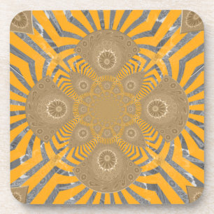 Gilded Zephyr: Elegance in Golden Yellow & Chrome Coaster