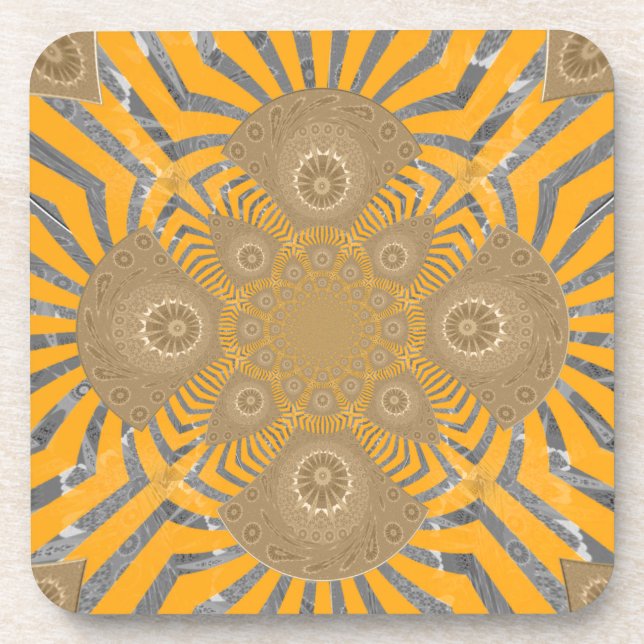 Gilded Zephyr: Elegance in Golden Yellow & Chrome Coaster (Front)