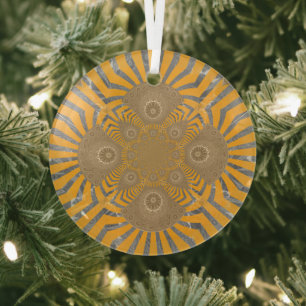 Gilded Zephyr: Elegance in Golden Yellow & Chrome Glass Ornament