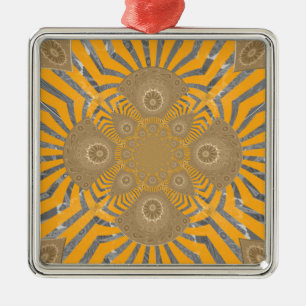 Gilded Zephyr: Elegance in Golden Yellow & Chrome Metal Ornament