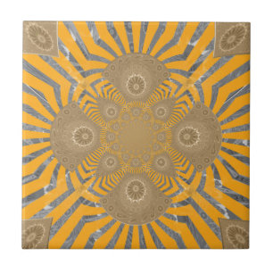 Gilded Zephyr: Elegance in Golden Yellow & Chrome Tile